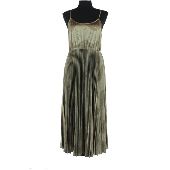 All Saints Dresses & Skirts - Allsaints Lera Pleated Acoustic Camo Print Slip Dress Medium Sleeveless Midi